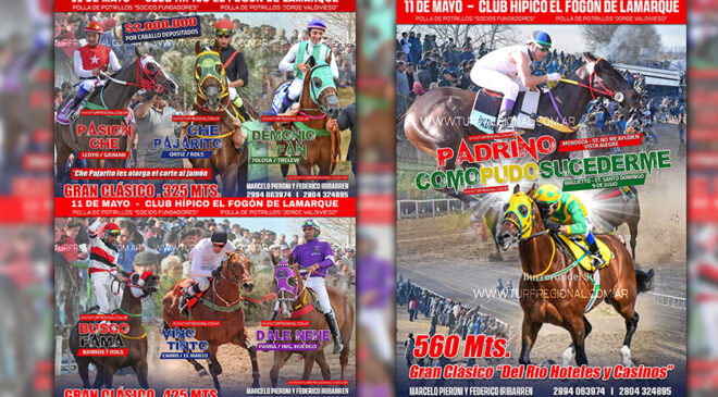 Adelantos de la jornada del 11 de Mayo en el Club Hípico “El Fogón” de Lamarque.