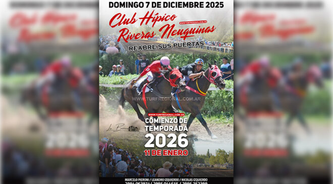 El 7 de diciembre se corre en el Club Hípico Riveras Neuquinas de Vista Alegre