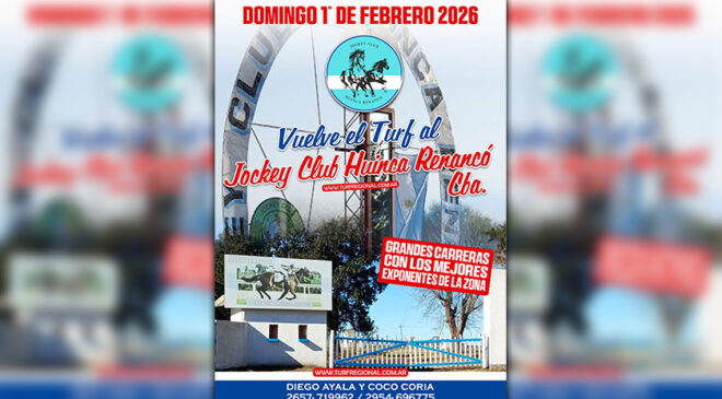 El 1 de Febrero vuelve el turf a Huinca Renancó, Cba.