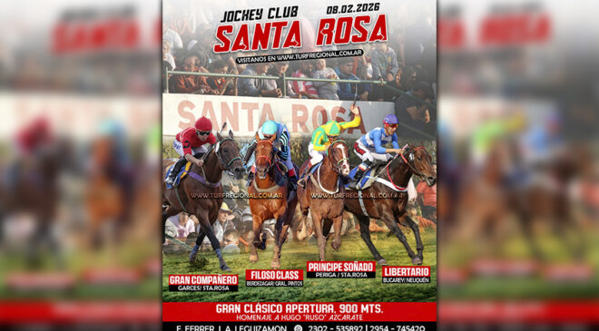El 8 de febrero comienza la temporada del Jockey Club Sta. Rosa.