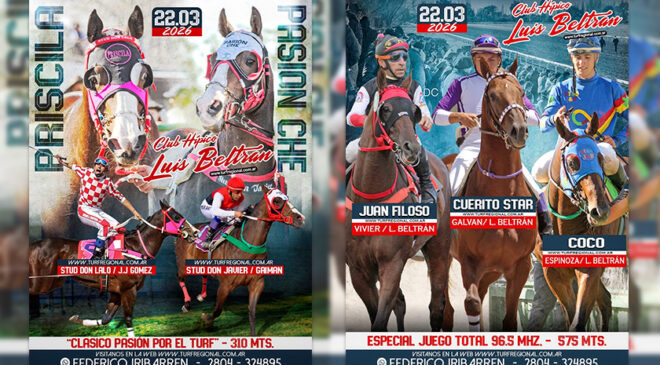 Domingo 22 de marzo jornada de turf en el Fortín de Luis Beltrán, con la entrada participas por grandes premios