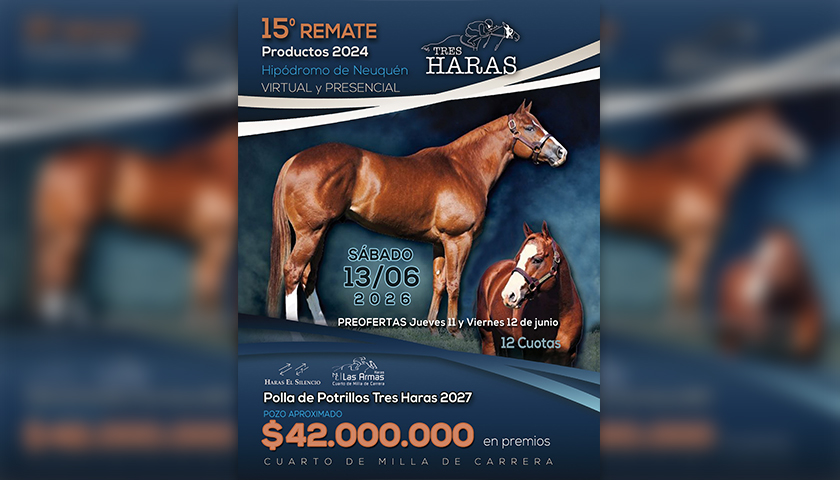 Sábado 13 de Junio 15° Remate TRES HARAS en el Jockey Club Neuquén